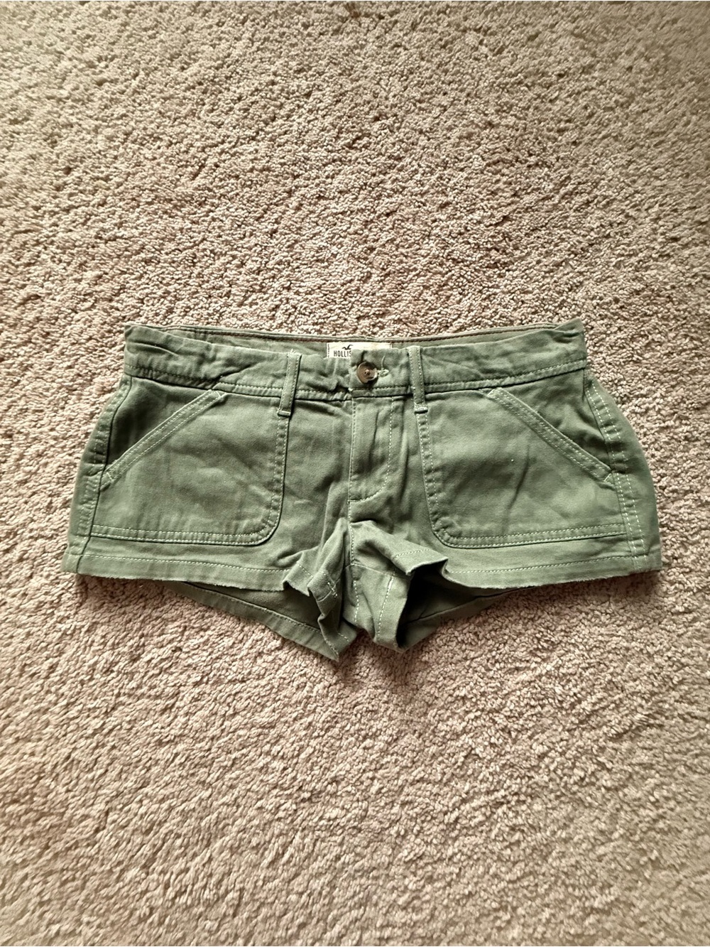 Hollister Olive Green High-Rise Utility Shorts
